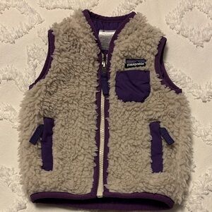 Patagonia Purple and Cream Sherpa Retro X Vest, 6 month. Twin bundle available.